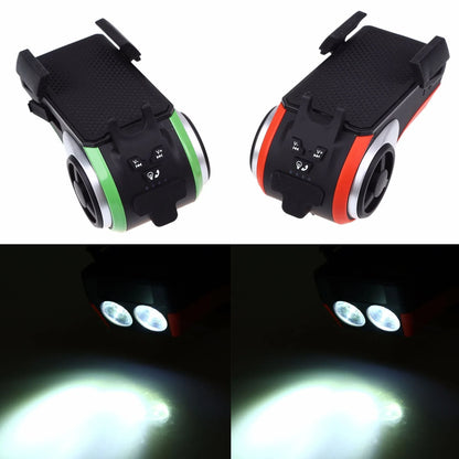 5-in-1 Double LED Bicycle Light with Bluetooth Audio and Power Bank in silver