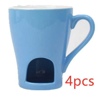 European style ceramic mug for chocolate cheese ice cream hot pot, includes fork