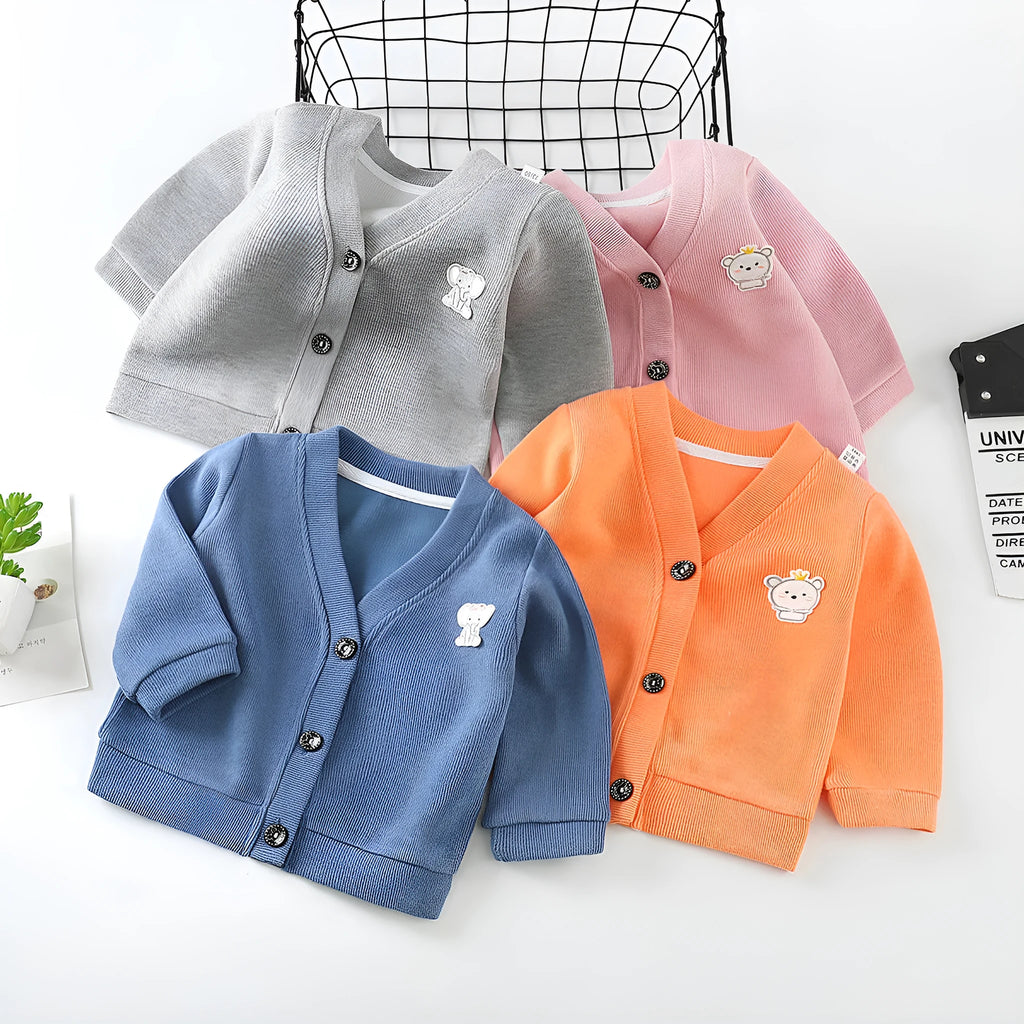 Baby cotton knitwear cardigan jacket in soft fabric, long sleeves, available in multiple colours for girls