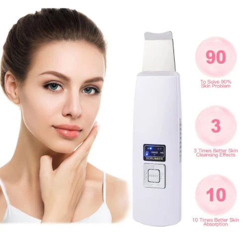 Ultrasonic Skin Scrubber for deep facial cleansing and acne removal