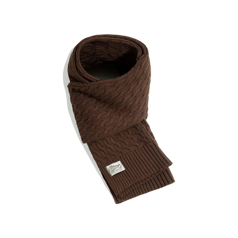 New warm scarf men's winter Korean edition warp knitted plaid pattern brown colour
