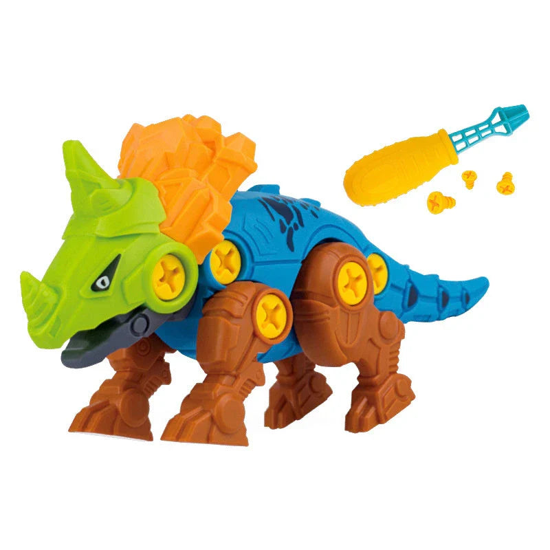 DIY dinosaur toy set for children's educational play, includes mechanical dinosaur and screwdriver
