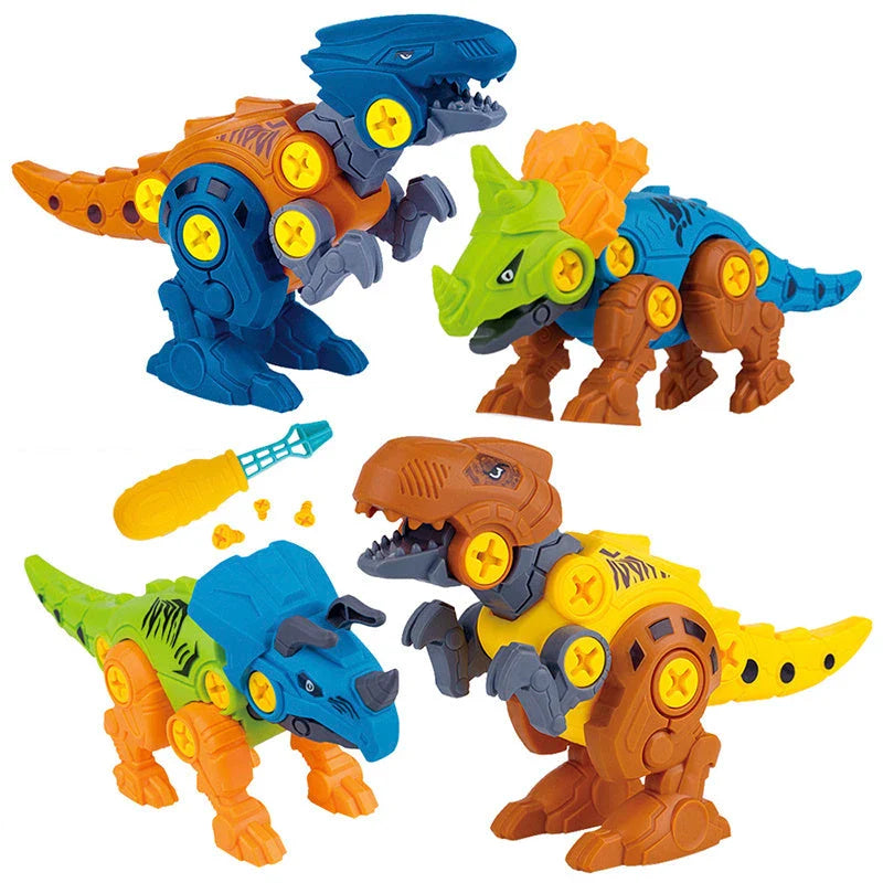 DIY dinosaur toy set for children's educational play, includes mechanical dinosaur and screwdriver