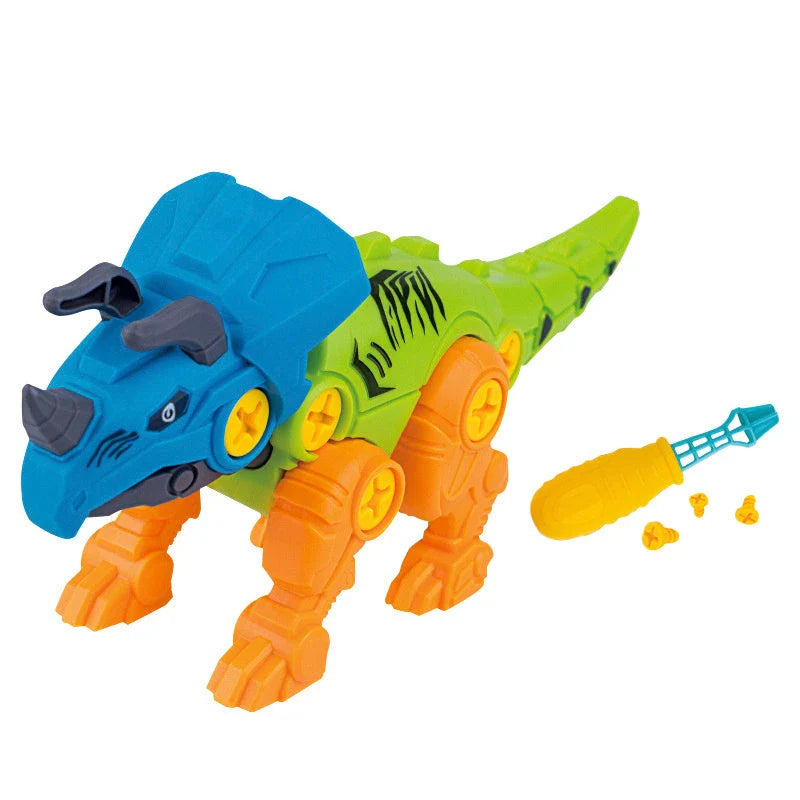 DIY dinosaur toy set for children's educational play, includes mechanical dinosaur and screwdriver