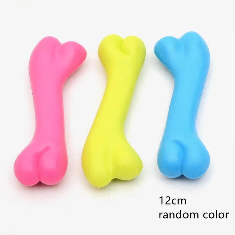 TPR rubber dog bone chew toy in yellow, lightweight 20g, for puppy teething