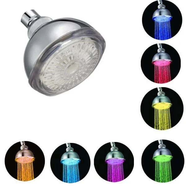 Adjustable 7-Color LED Shower Head with temperature-sensitive lights and water-saving technology