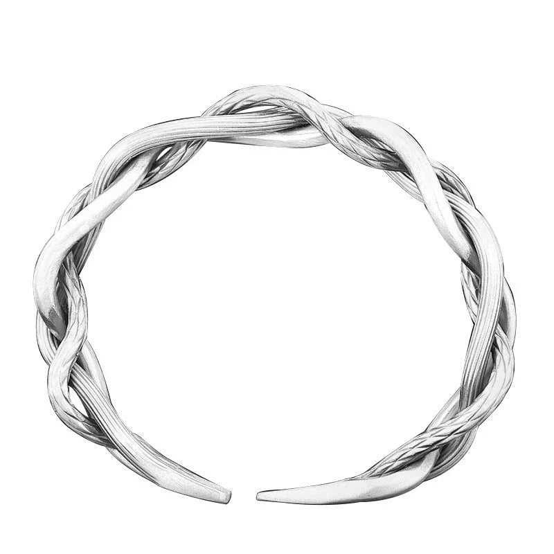 Sterling silver retro three-strand twist bracelet with adjustable opening