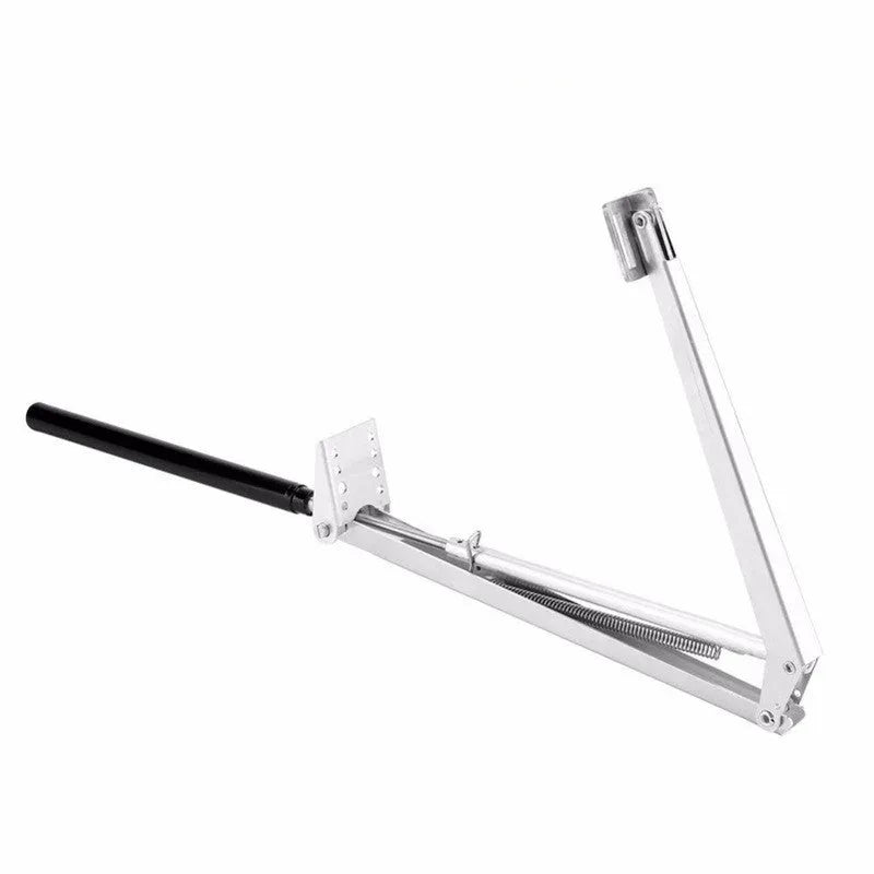 Silver and black aluminium alloy automatic greenhouse window vent opener kit with mounting fittings.