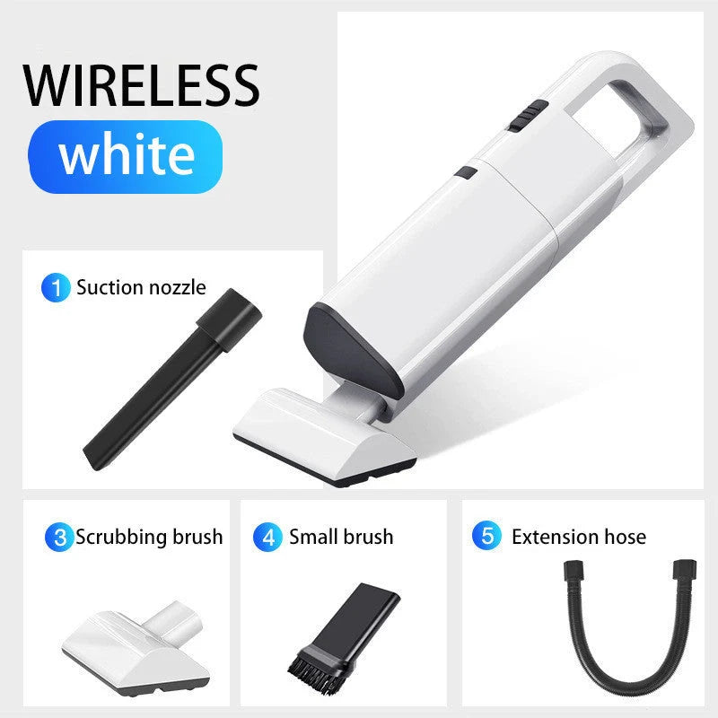 Wireless rechargeable handheld vacuum cleaner in white and black options