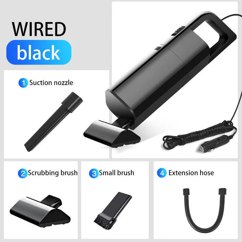 Wireless rechargeable handheld car vacuum cleaner in black with 4000mbar suction