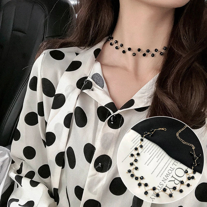 Personalized simple collar short neckband neck chain in various styles including golden pearl and silver pearl