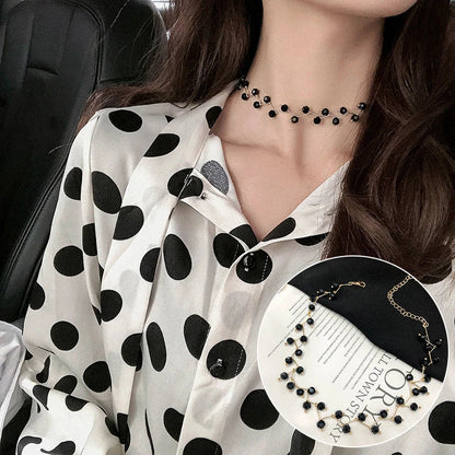 Personalized simple collar short neckband neck chain in various styles including golden pearl and silver pearl