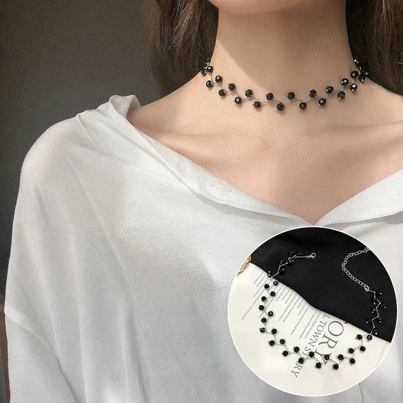 Personalized simple collar short neckband neck chain in various styles including golden pearl and silver pearl