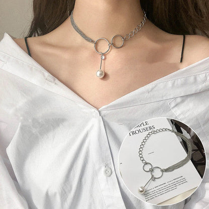 Personalized simple collar short neckband neck chain in various styles including golden pearl and silver pearl