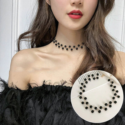 Personalized simple collar short neckband neck chain in various styles including golden pearl and silver pearl