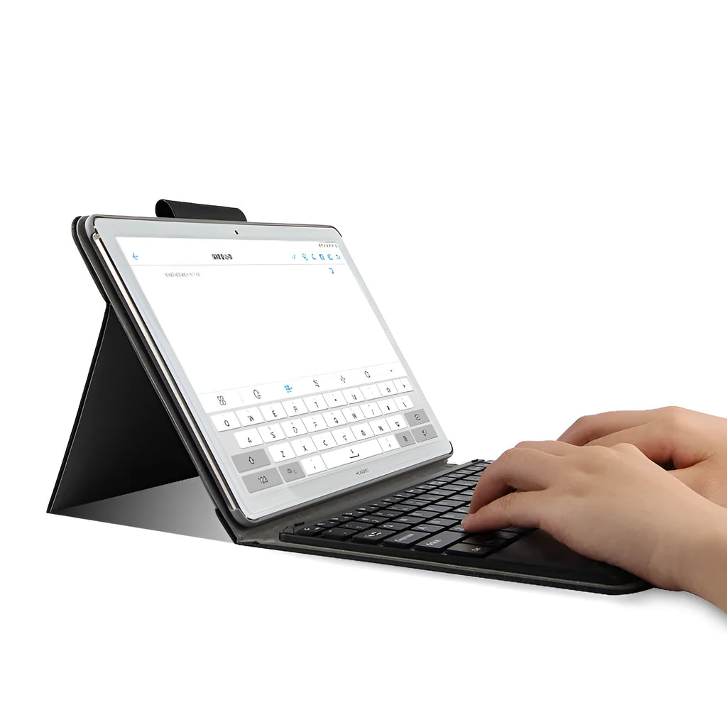 M5 Pro 10.8 inch Bluetooth keyboard case with imitation leather frame in black and brown colour options