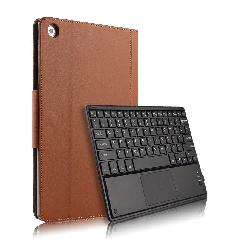 M5 Pro 10.8 inch Bluetooth keyboard case with imitation leather frame in black and brown colour options