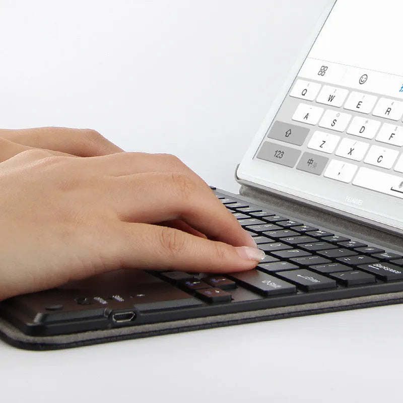 M5 Pro 10.8 inch Bluetooth keyboard case with imitation leather frame in black and brown colour options