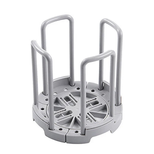 Flexible Drain Plate Storage Racks in grey and white for kitchen organisation