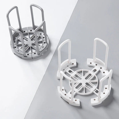 Flexible Drain Plate Storage Racks in grey and white for kitchen organisation