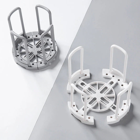 Flexible Drain Plate Storage Racks in grey and white for kitchen organisation