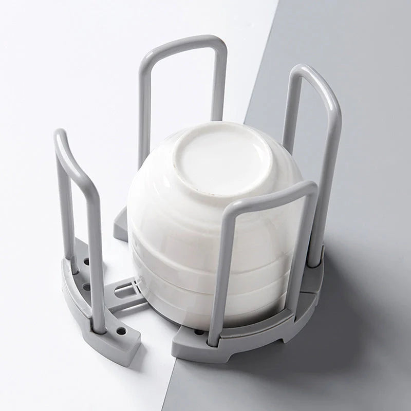 Flexible Drain Plate Storage Racks in grey and white for kitchen organisation