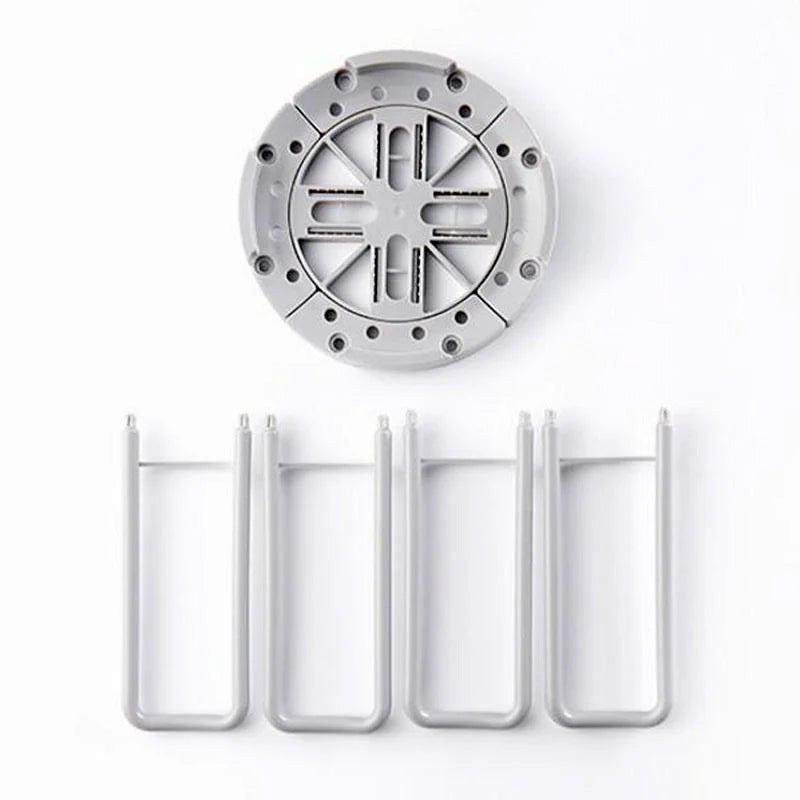 Flexible Drain Plate Storage Racks in grey and white for kitchen organisation