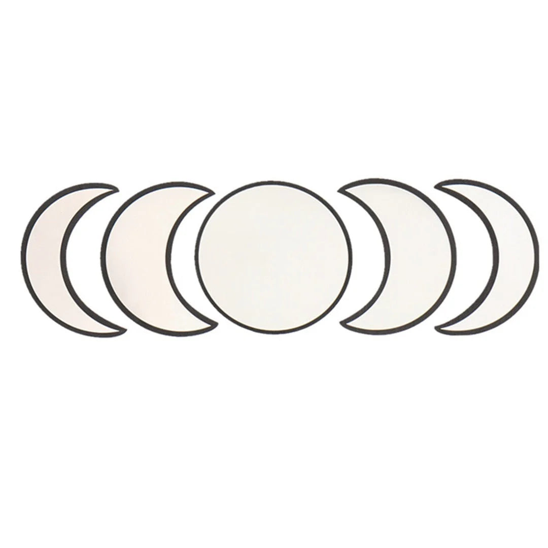 Bohemia Nordic Style Wooden Acrylic Moon Phase Mirror Wall Decoration in brown, black, and gold