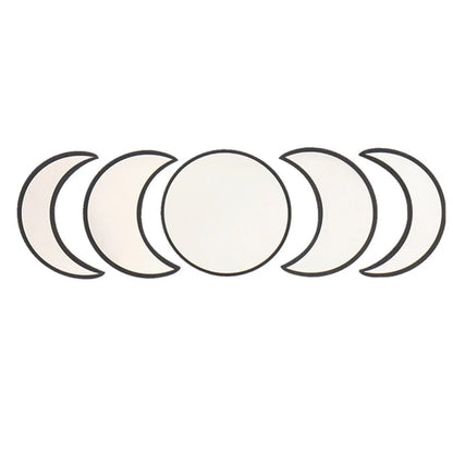 Bohemia Nordic Style Wooden Acrylic Moon Phase Mirror Wall Decoration in brown, black, and gold