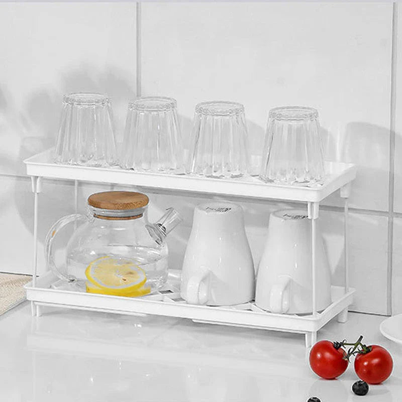 Versatile desktop storage organiser made of durable ABS plastic, featuring adjustable height and multi-level design for efficient organisation of office and home items.