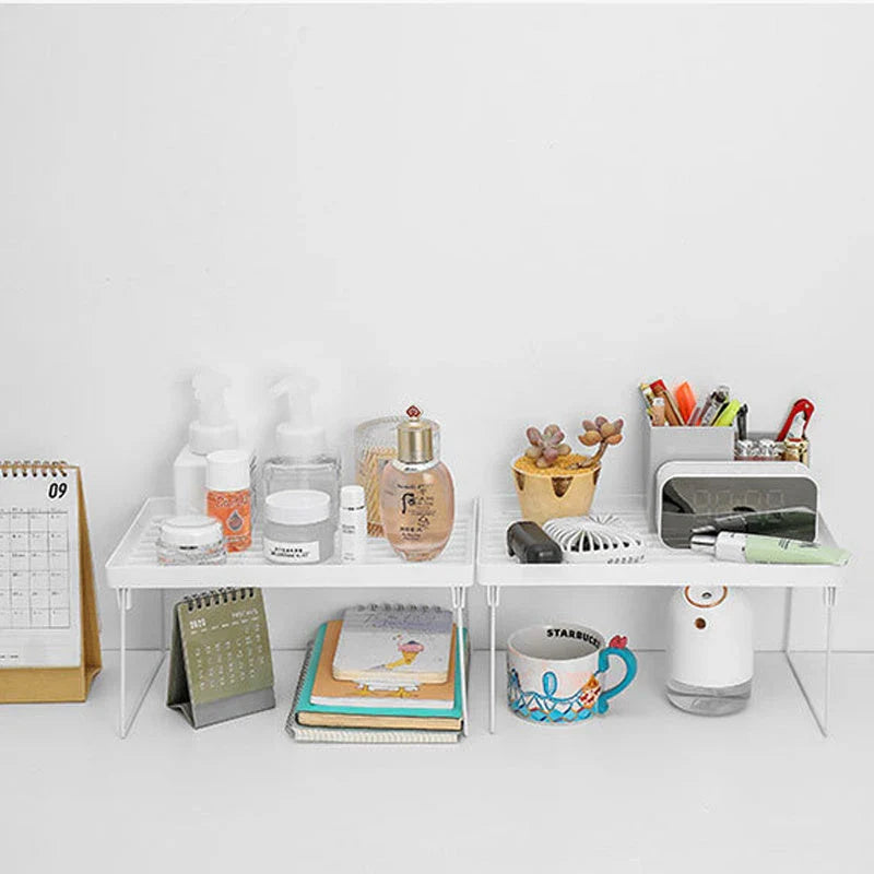 Foldable ABS desktop storage rack for makeup and office organisation