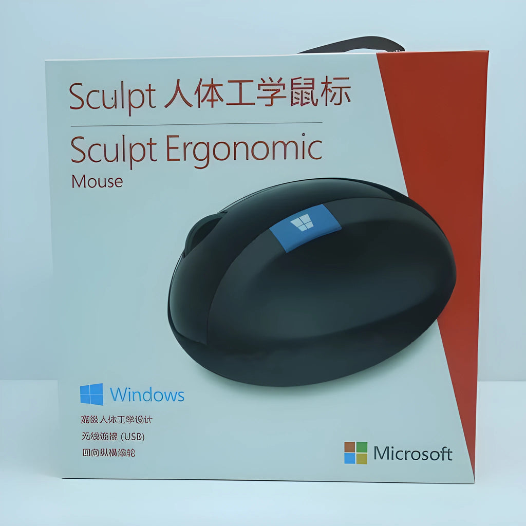 Microsoft Wireless Ergonomic Mouse Black with 1000 DPI and 2.4GHz USB receiver, standard size