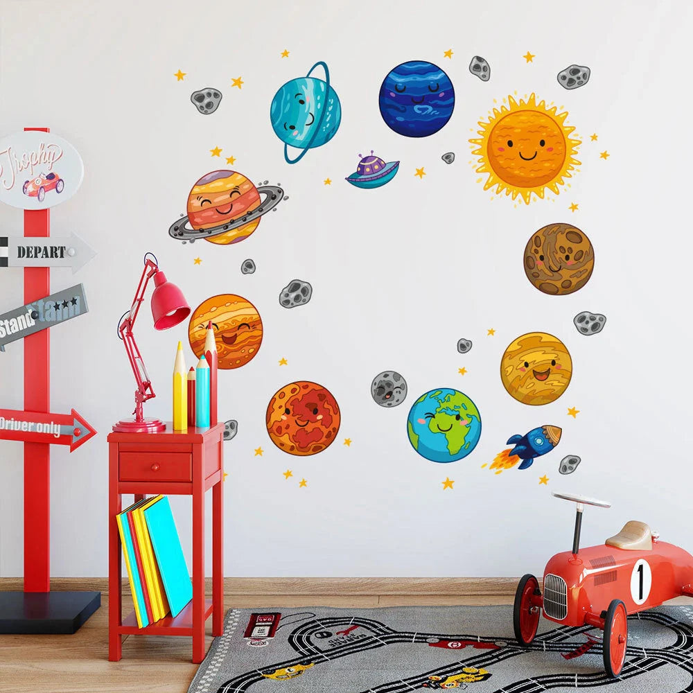 Set of decorative PVC wall stickers for children's bedrooms, waterproof and easy to apply