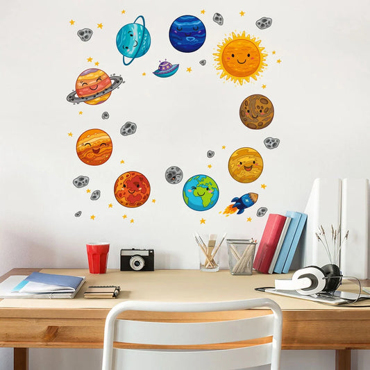 Set of decorative PVC wall stickers for children's bedrooms, waterproof and easy to apply