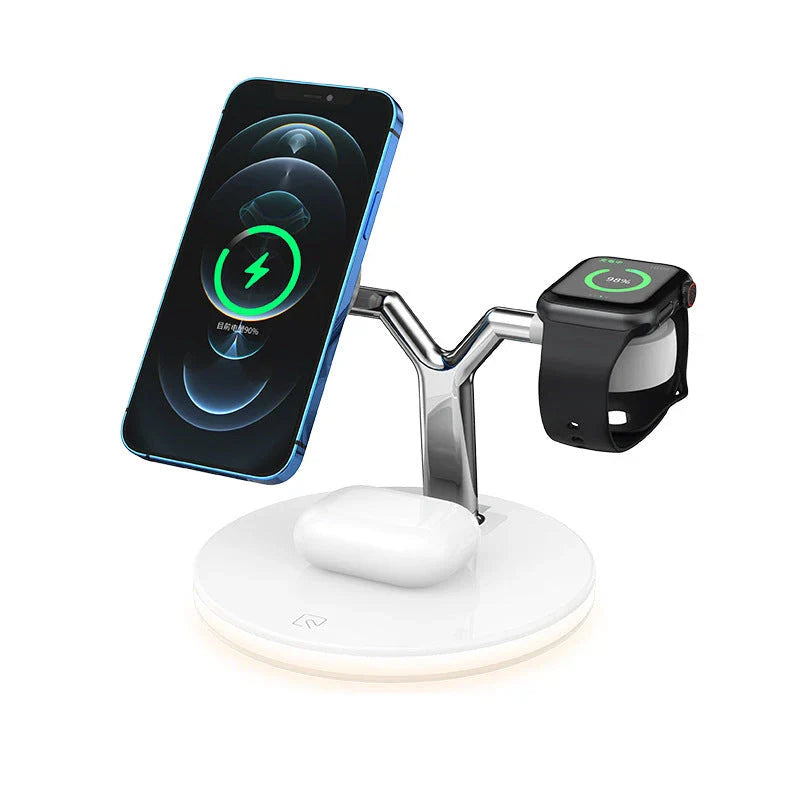 3-in-1 Magnetic Wireless Charger for Apple Devices in black and white