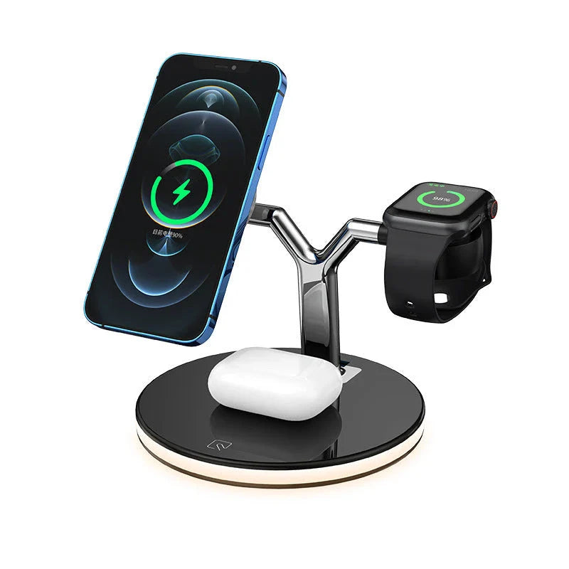 3-in-1 Magnetic Wireless Charger for Apple Devices in black and white