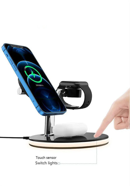 3-in-1 Magnetic Wireless Charger for Apple Devices in black and white
