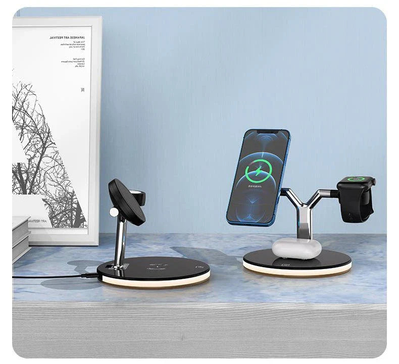 3-in-1 Magnetic Wireless Charger for Apple Devices in black and white