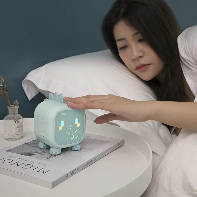 LED Cartoon Alarm Clock with voice control and digital display in various colors