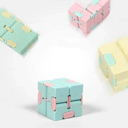 Infinity Cube Fidget Puzzle Toy in various colours for stress relief and focus enhancement
