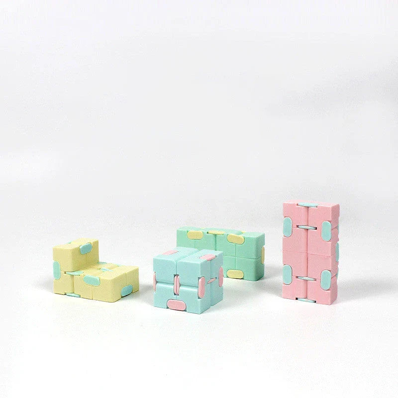 Infinity Cube Fidget Puzzle Toy in various colours for stress relief and focus enhancement