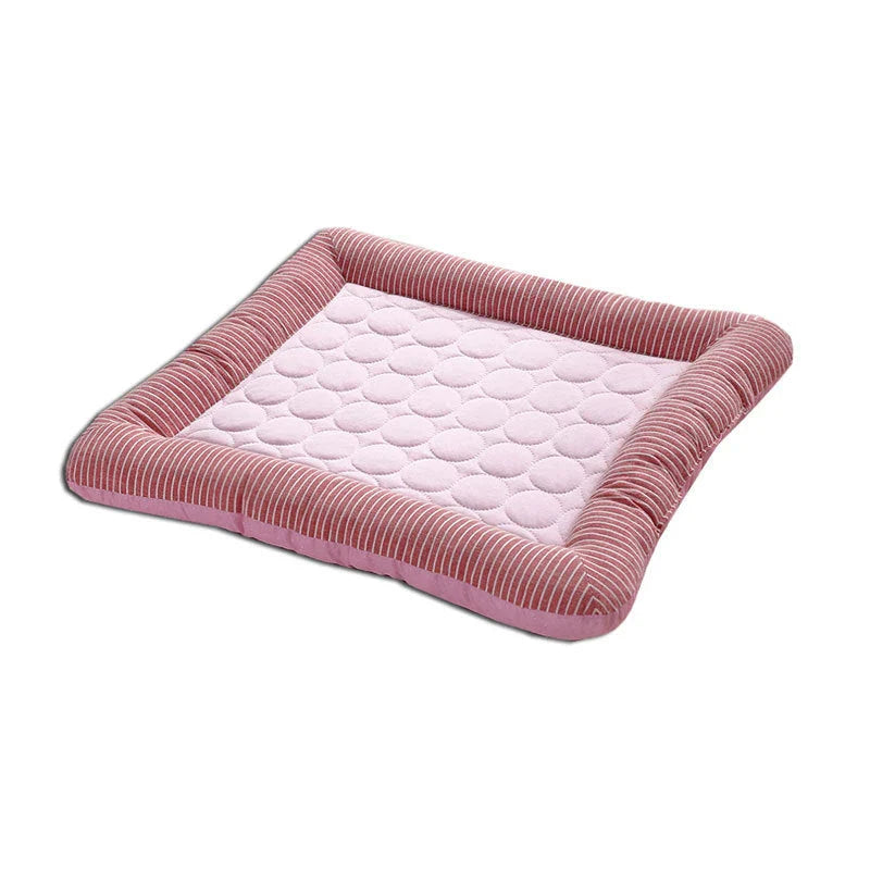 A cozy pet cooling pad made of high-tech cooling cloth to keep your furry friend comfortable and refreshed during the hot summer months.