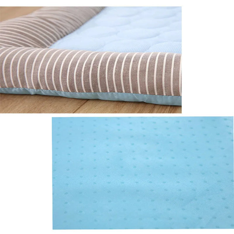 Blue ice silk pet cooling pad with non-slip bottom for dogs and cats – summer sleeping mat