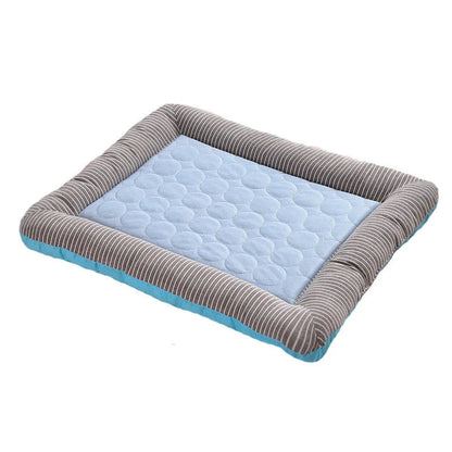 A cozy pet cooling pad made of high-tech cooling cloth to keep your furry friend comfortable and refreshed during the hot summer months.