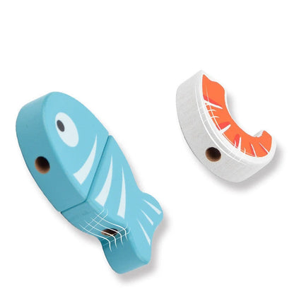 Wooden play kitchen BBQ set with magnetic mini food pieces for children