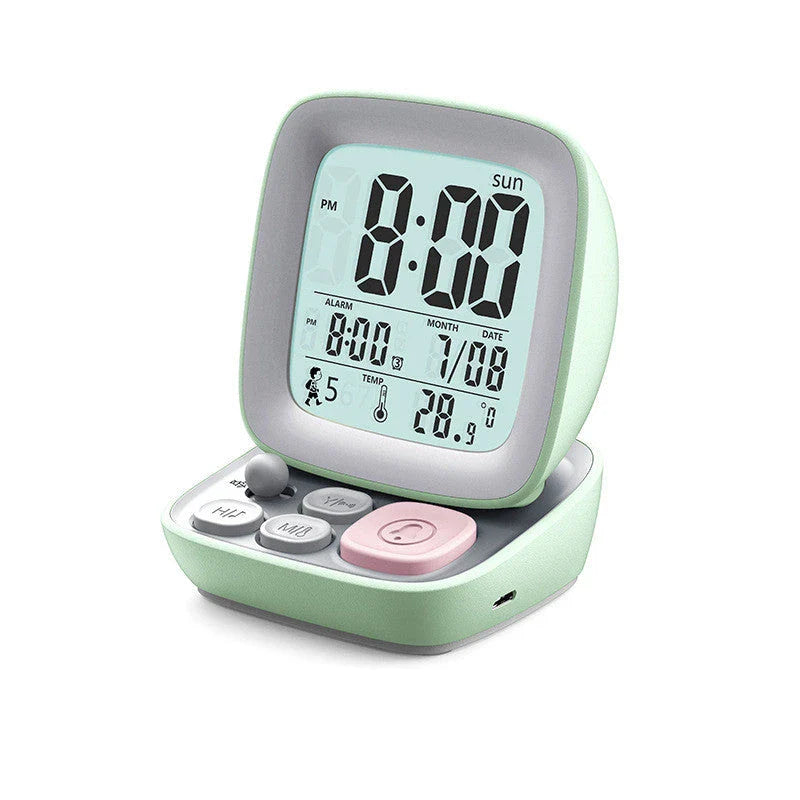 LED Cartoon Alarm Clock for Children with Silent Luminous Display