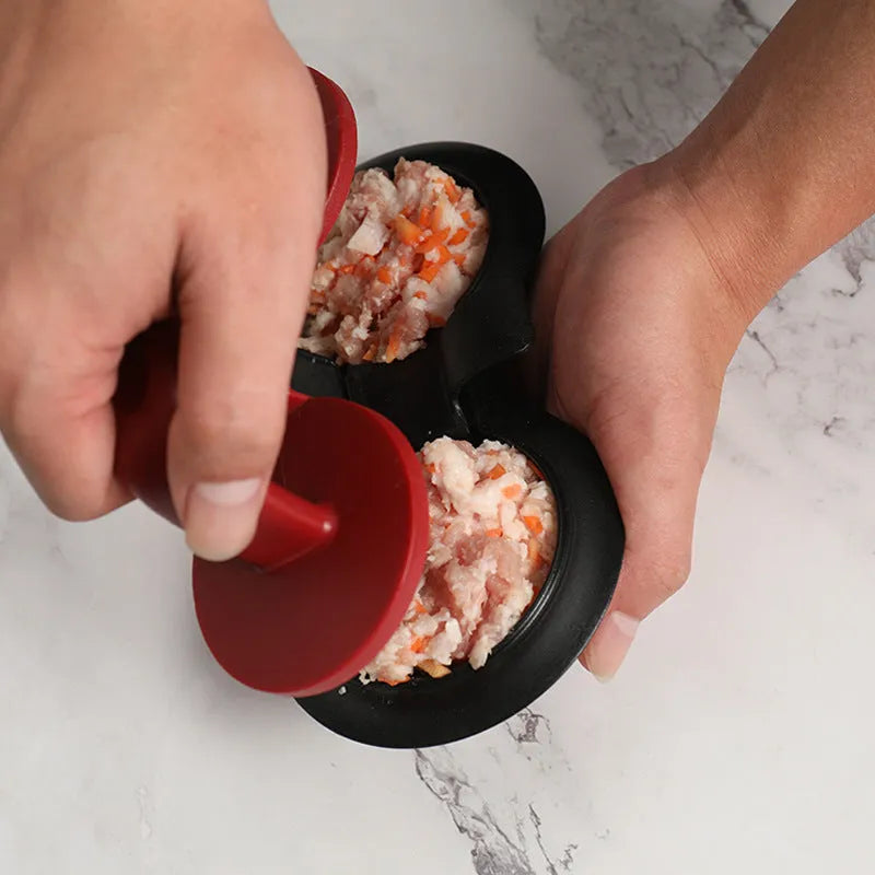 Black or red burger press with 20x10cm round mould for making uniform patties