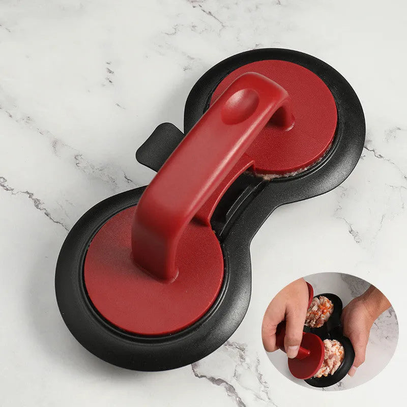 Black or red burger press with 20x10cm round mould for making uniform patties