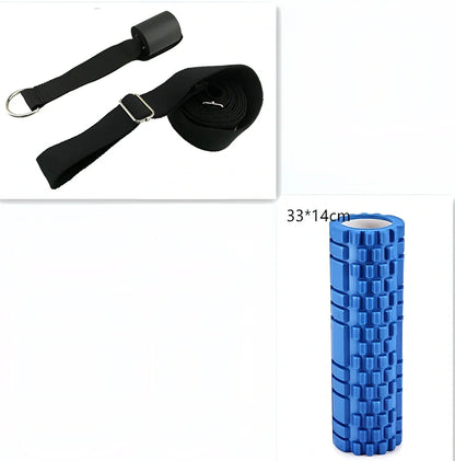 Blue EVA yoga foam roller 30cm long with massage points for muscle recovery