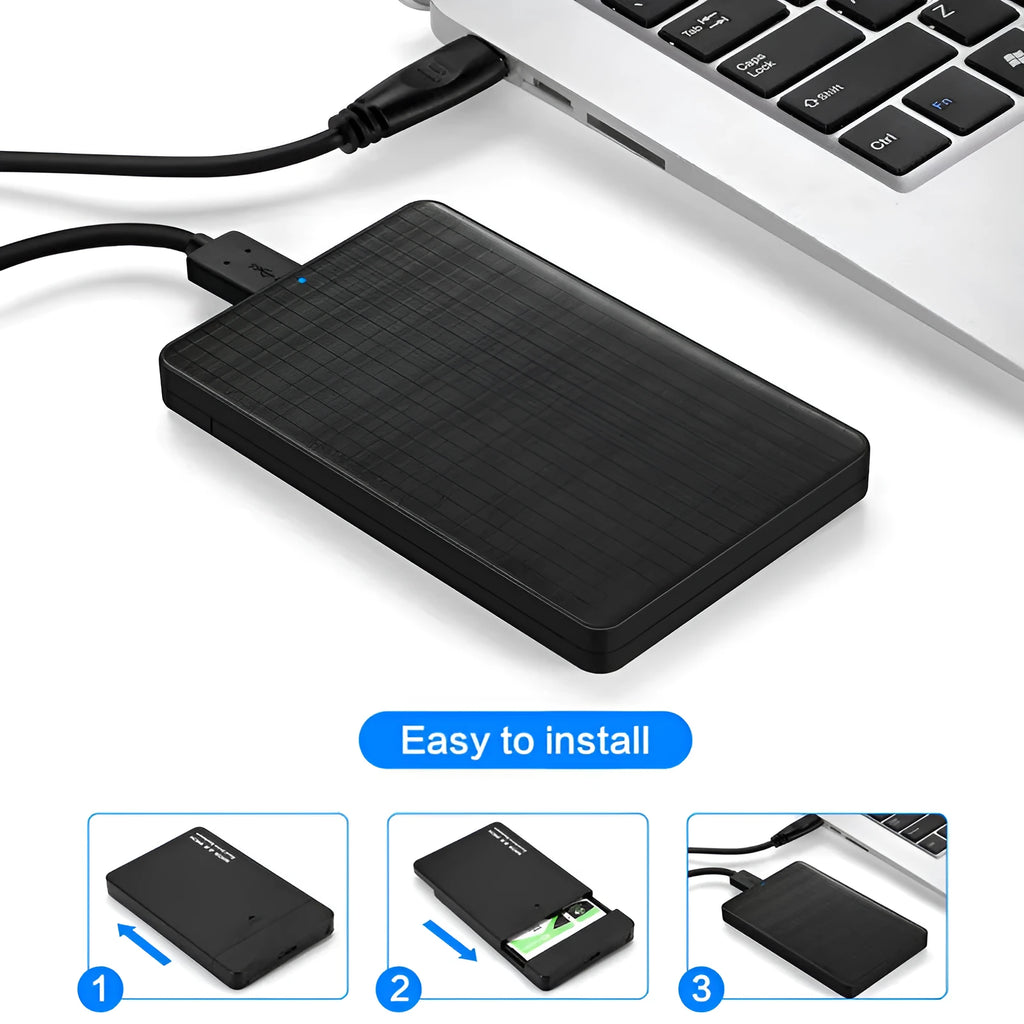 Black grid pattern USB3.0 mobile hard disk box for 2.5 inch SATA HDD SSD